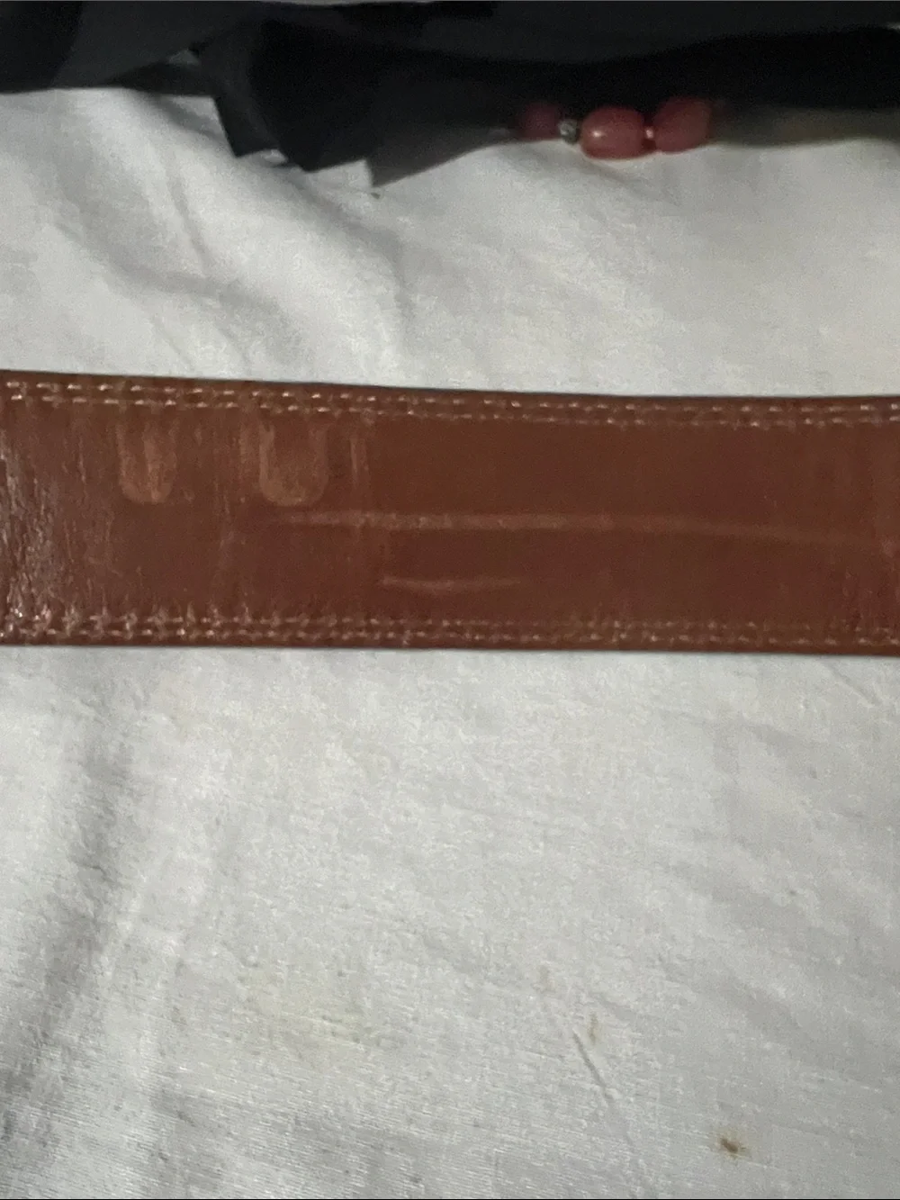 Men's Brown Leather Belt with Teal Edge - Classic Casual Style